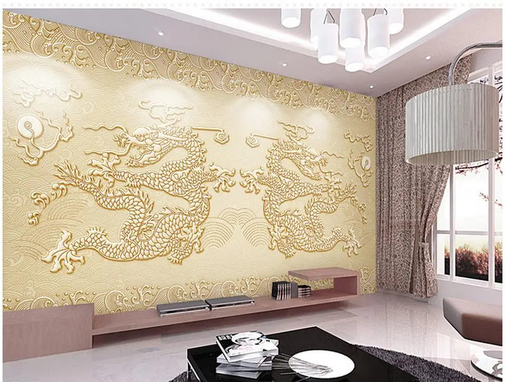 Ванная комната 3d обои Дракон фон со старой стеной на заказ фото гостиная обои|living