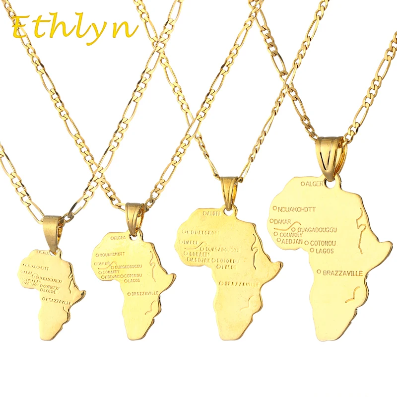 Ethlyn прочный золотой цвет Африканская Карта кулон ожерелье ребенок