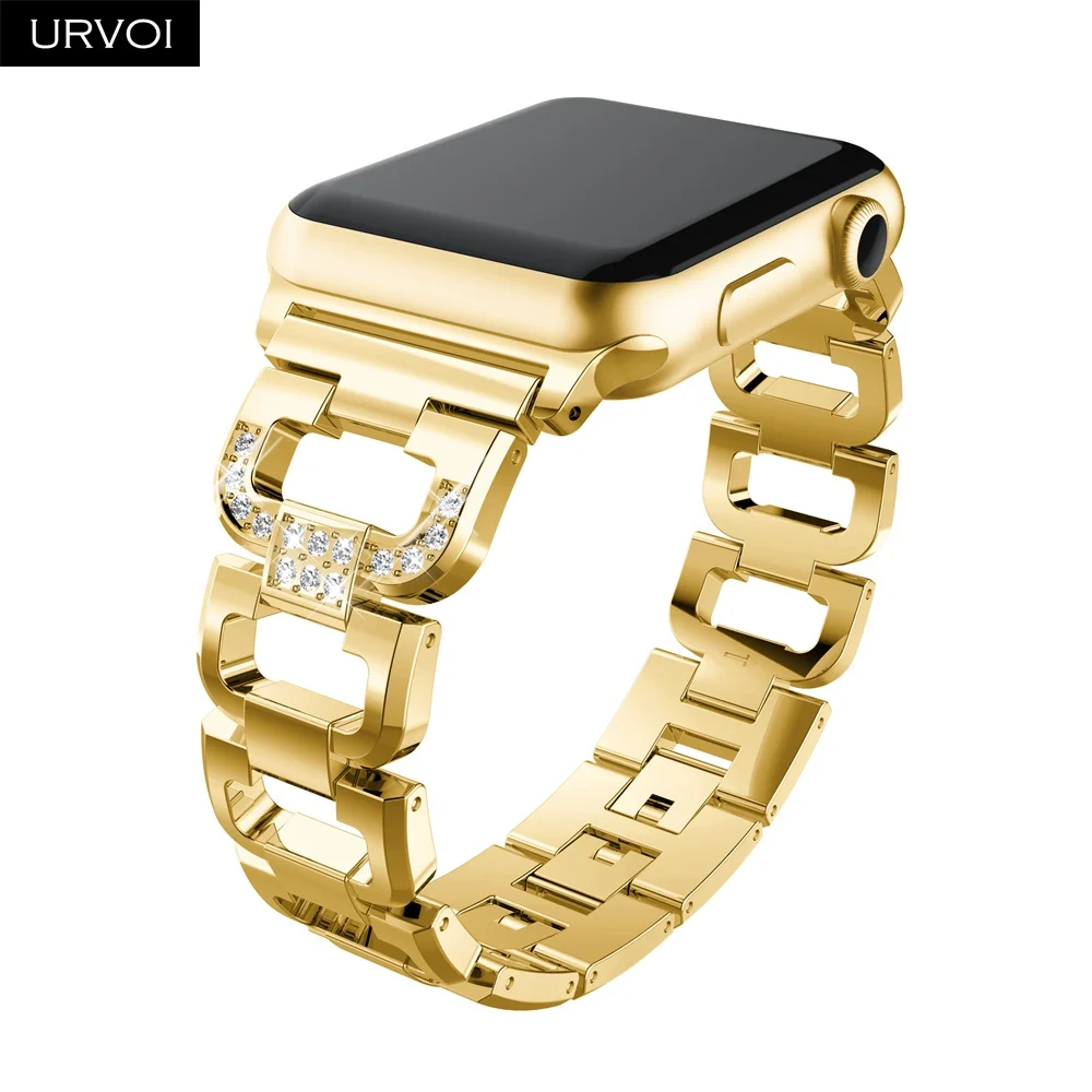 URVOI link браслет для Apple Watch series 6 SE 5 4321 D ремешок из нержавеющей стали iWatch модный на