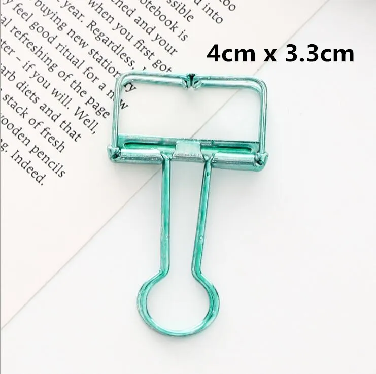 4cm x 3.3cm green 5 шт. креативный Корейский Металлический Зажим Для Бумаги Закладка скрепка для бумаг зажим для Bullet Journal фото сообщение билета документ биндеры канцелярские - Цвет: 4cm x 3.3cm green