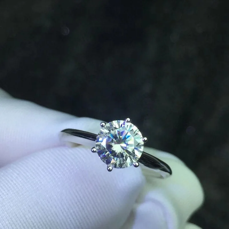 1 карат ct свадебное кольцо с бриллиантом Муассанит Оригинальное 18K 750 белое золото