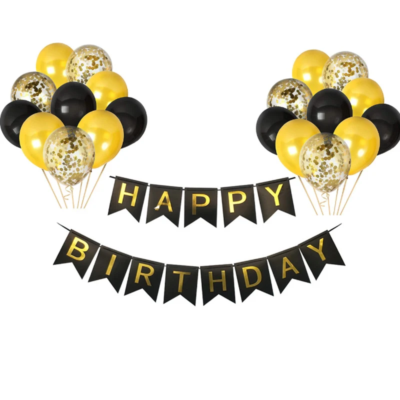 12inch Latex Confetti Balloons Happy Birthday Flags Adult Children's Party Decoration | Дом и сад