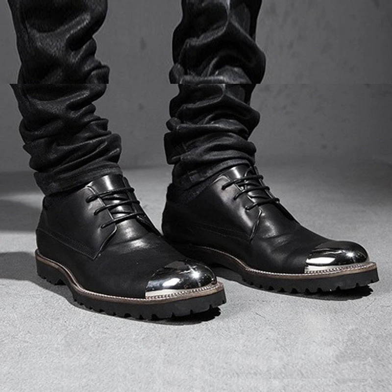 Новинка Мужская обувь из натуральной кожи Chaussure с металлическими наконечниками
