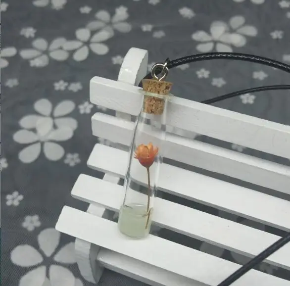 1 шт. сушеный цветок diy светящиеся пески кожа цепочка ожерелье эфирное масло