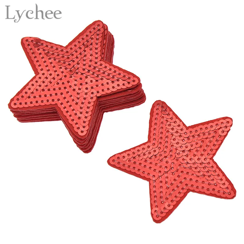 Lychee Life 10 шт. нашивки с блестками в виде звезд патчи для вышивки утюгом одежды