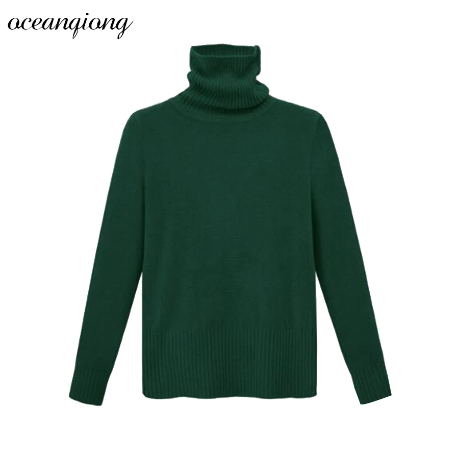Women Sweater Pullover Knitted Tops Solid Turtleneck Thicken Jumper Long Sleeve Sweaters Autumn Winter 2017 | Женская одежда