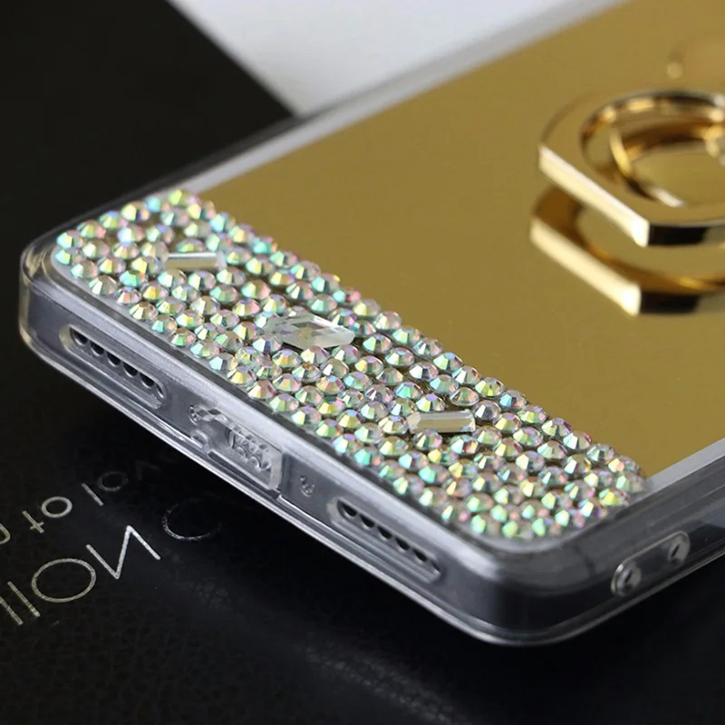 Алмазный блестящий чехол с зеркалом для Galaxy S 10 9 8 7 6 5 edge plus A3 A5 A7 C 9Pro note 4 Flash Cute 3D Bear