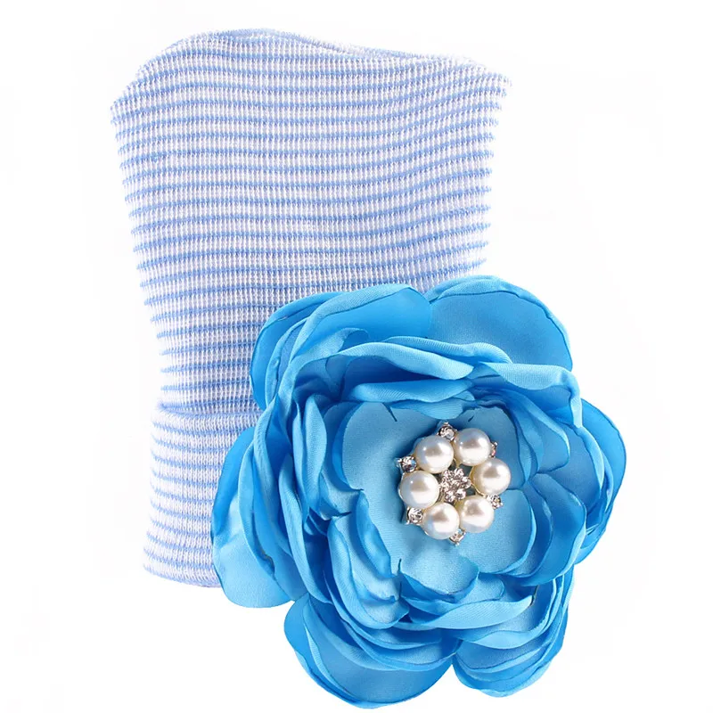 XDOMI 0-3 Month Winter Hats for Girl Cotton Beanie Cap Child's Lovely Big Flower With Pearl For Kids Photography Accessories |