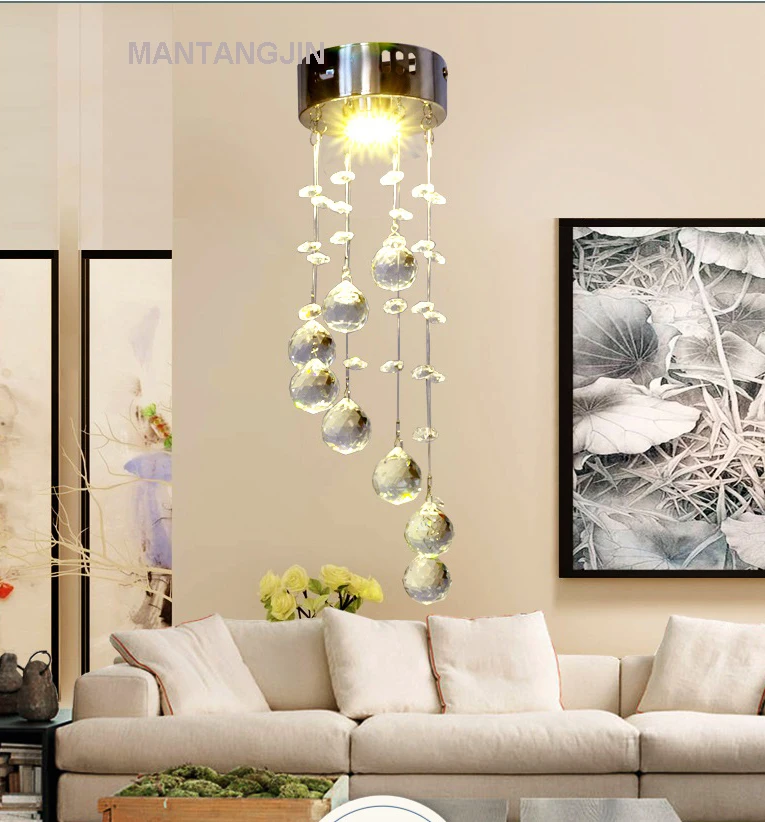 Миниатюрный Современный хрустальный потолочный светильник лампа со спиральным