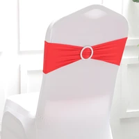 12pcs wedding chair sashes solid color chair sash buckles stretch chair sash bow with round ring for banquet party52
