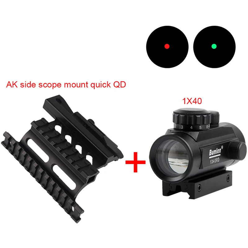 1x40 Red Dot прицел Airsoft Красный Зеленая точка с AK 47 AK47 74 прицела двойной Боковое