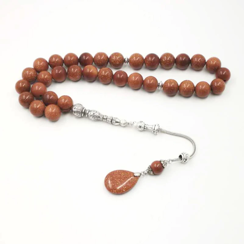 2019 новый стиль tasbih натуральный авантюрин камень Tesbih 33 45 66 99 молитвенные бусины