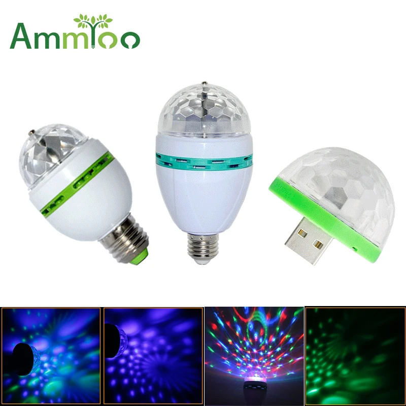 E27 3W 6W автоматический умный Вращающийся RGB светодиодный светильник USB 5V волшебный