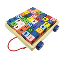 42pcs wooden number alphabet blocks pull car color letter early learning educational toys birthday gift for children toddler kid
