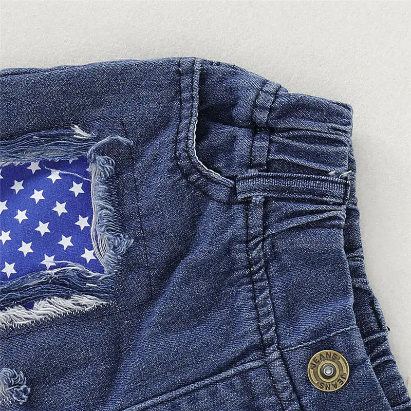 2019 Baby Boys Girls Clothes Set Summer Toddler Unisex Kid Outfit Fourth of July T-shirt+Denim Shorts Children Clothing 2pcs | Детская
