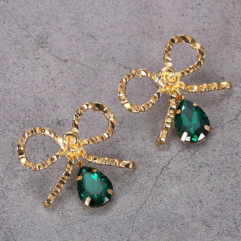 GEREIT ZA Women Statement Jewelry Colorful Water Drop Crystal Earrings Bow Alloy For Girls Wedding Classical | Украшения и
