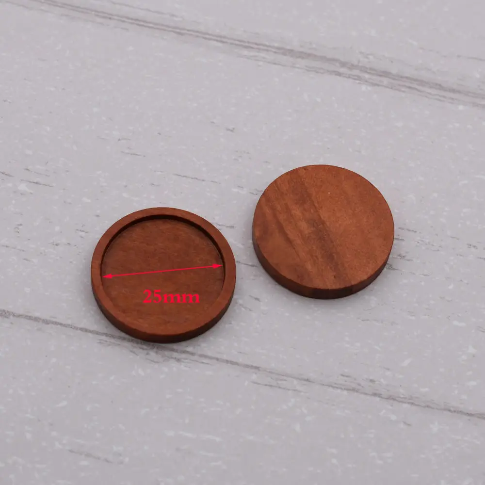 redcoffee round 25mm 20X деревянный материал Круглый Камея Кабошон Установка основа деревянная рамка Подвески для силиконовой формы ювелирных изделий DIY ручной работы ремесло - Цвет: redcoffee round 25mm