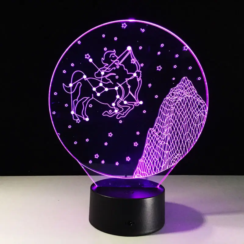 3D лампа Стрелец двенадцать созвездий светодиодсветодиодный декоративная