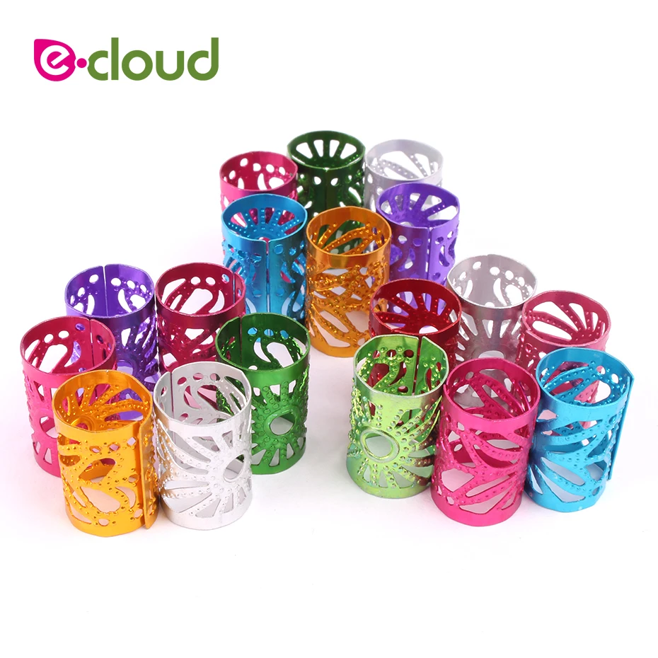 

50pcs/lot Adjust Mirco Hair Rings Clips Braids Beads Mixed Color for Crochet Dreadlock Hair Beads 10mm Hole Metal Tubes