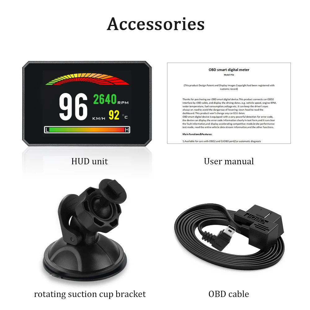 Автомобильный проектор OBD 2 II с дисплеем HUD для измерения температуры на лобовом