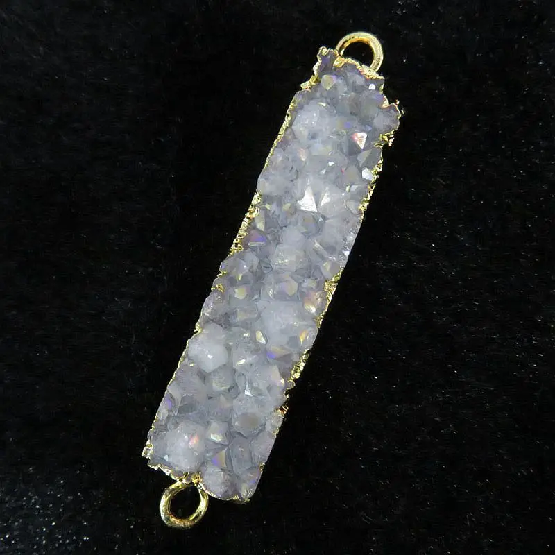 HanKun золото опал AB Цвет Тонкий Retangle натуральный кварц Druzy Drusy разъемы | Украшения и