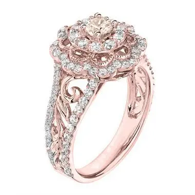 

Seanlov Rose Gold Rings Luxury Zircon Flower Rings For Women Weddings Gifts High Quality Women Accessories