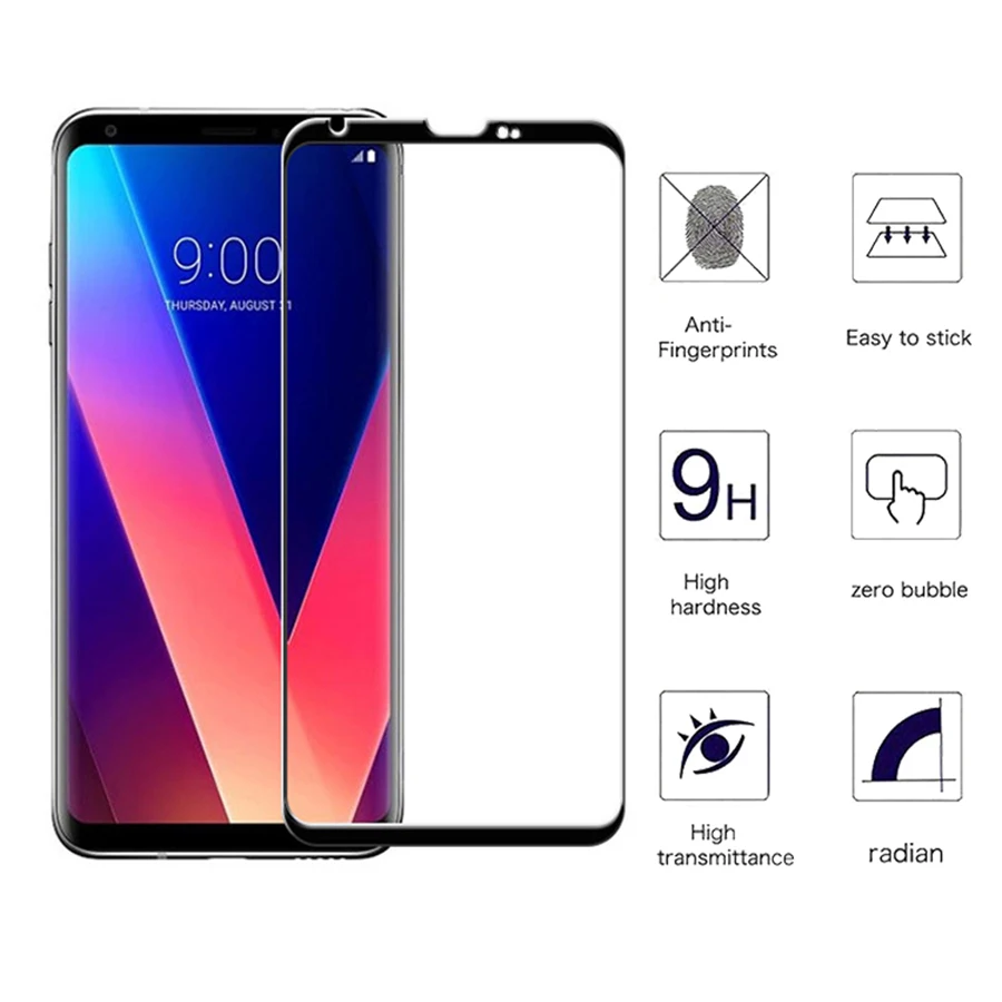 Закаленное стекло с полным покрытием для LG G7 + Plus V35 V30S V40 ThinQ 3D Защитная пленка