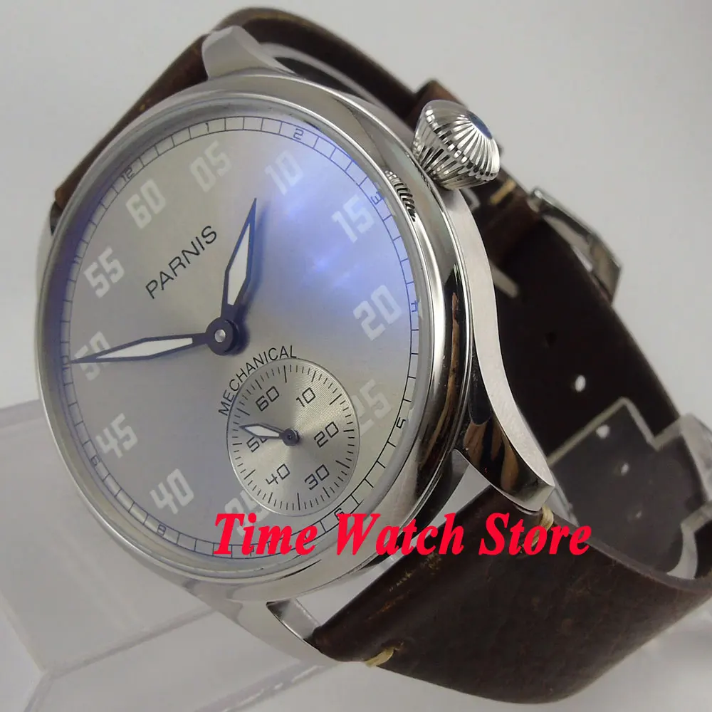 Мужские механические часы Parnis винтажные светящиеся с серым циферблатом