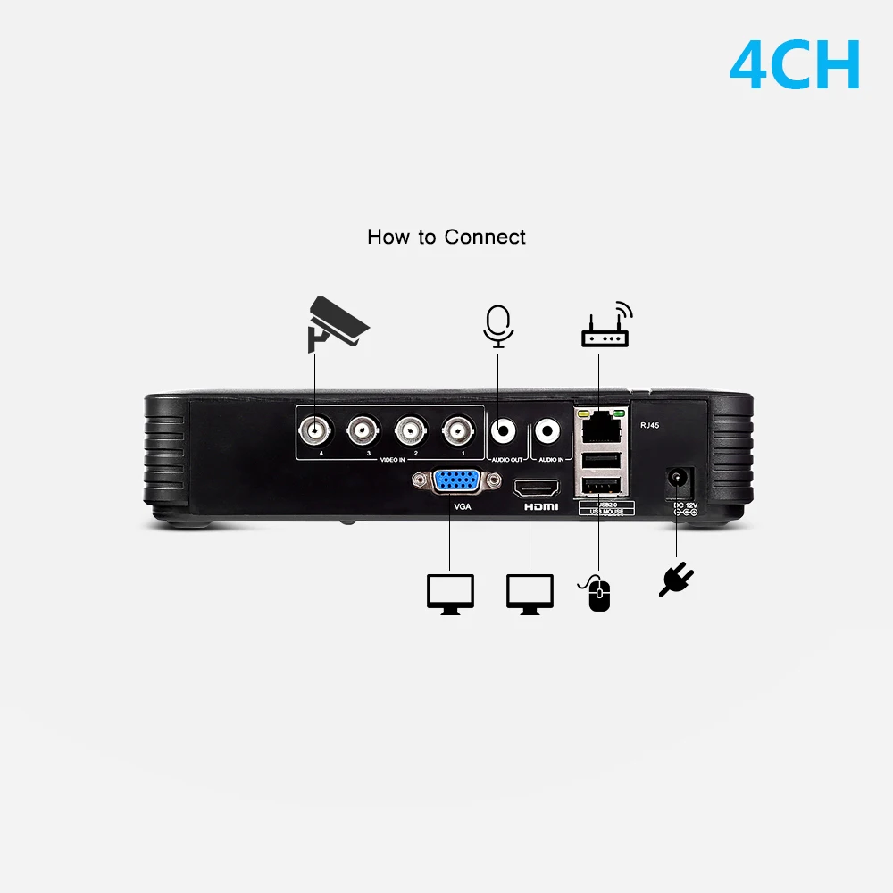 Hiseeu 1080N 4CH 8CH 5in1 комплект видеонаблюдения Мини DVR VGA HDMI безопасности Системы для 1080 P