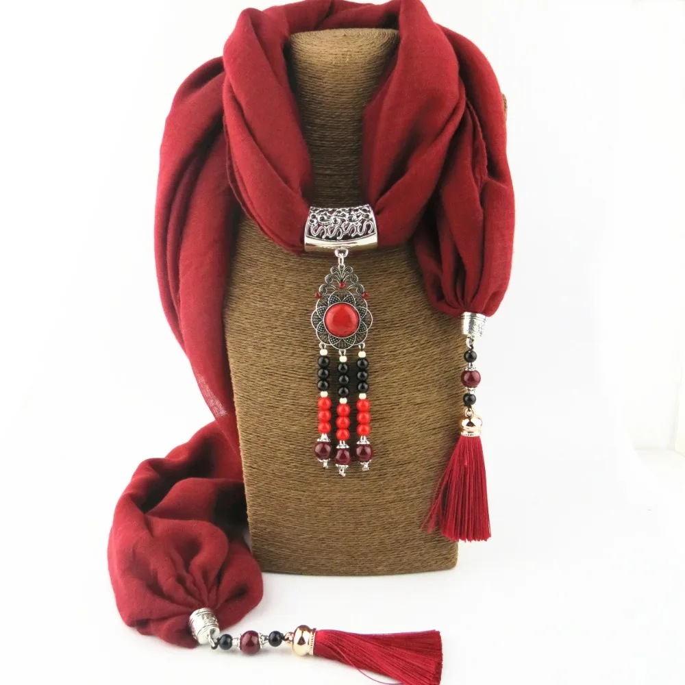 Модное женское ожерелье RUNMEIFA с драгоценными камнями шарф подвеска трикотажные