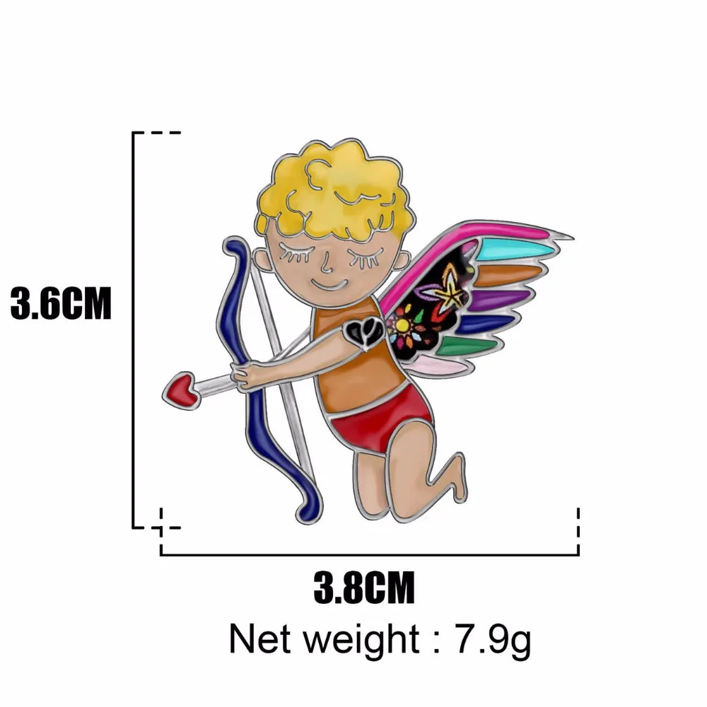 WEVENI Alloy Enamel Sweet Angel Cupid Arrow Brooches Fashion Clothes Pin Jewelry For Women Girls Teens Gift Accessories | Украшения и
