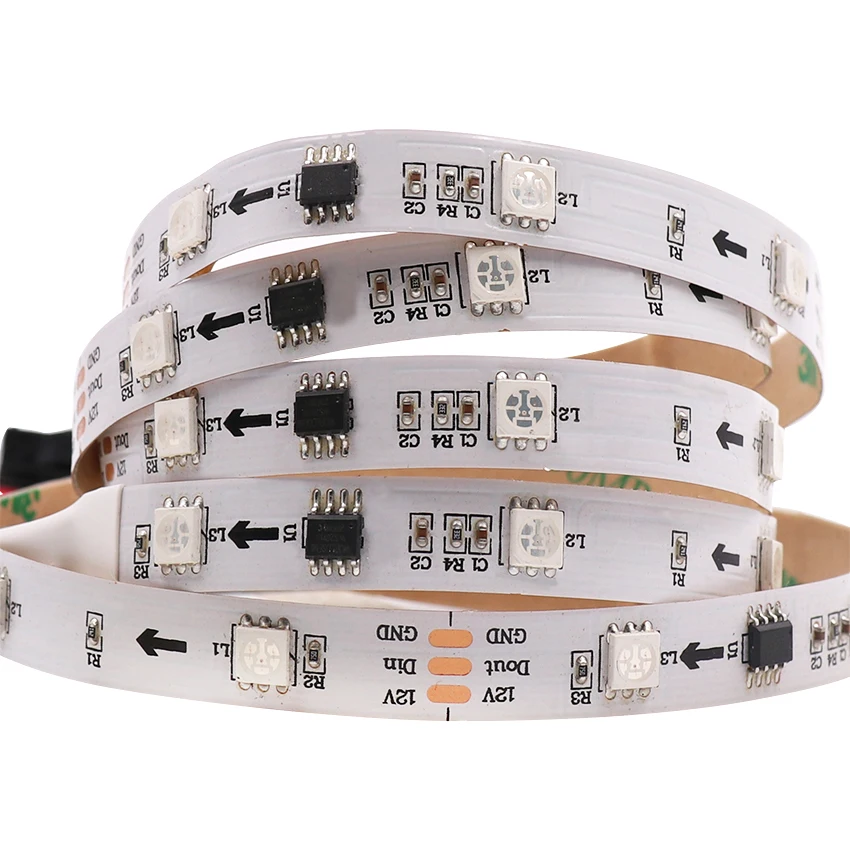 Светодиодный RGB ленточный светильник 5 м 12 В WS2811 адресуемый WS2812 5050 SMD 30