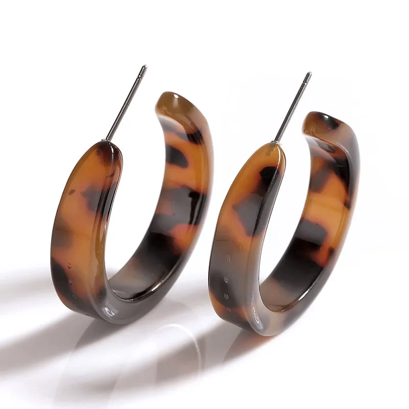 Женские круглые серьги с геометрическим рисунком Tortoiseshell акриловые леопардовые