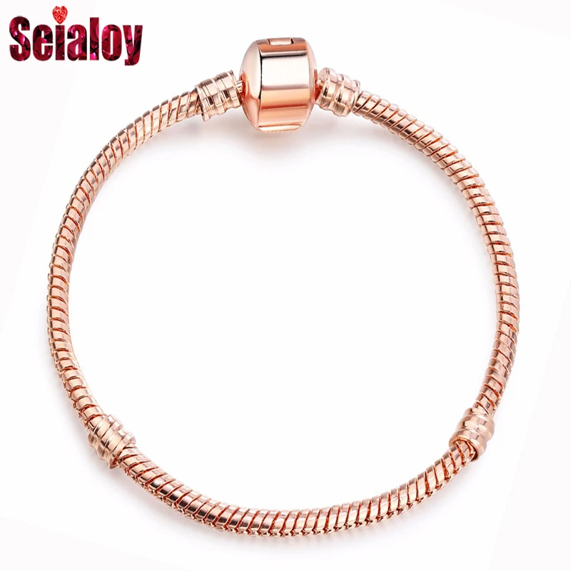 JCL003 SEIALOY розовое золото браслет и браслеты для женщин принцесса лося бисера счастливый Шарм бренды браслеты подходят для девушки пара дружеский подарок - Окраска металла: JCL003