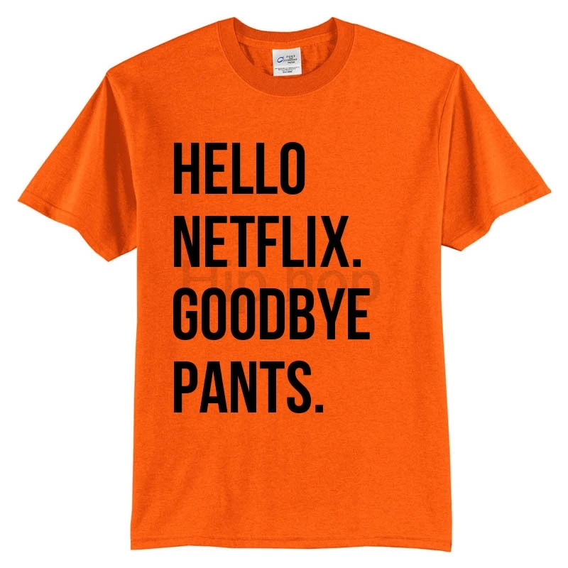 Привет Netflix штаны футболка женская унисекс с круглым вырезом И Chill ленивая много