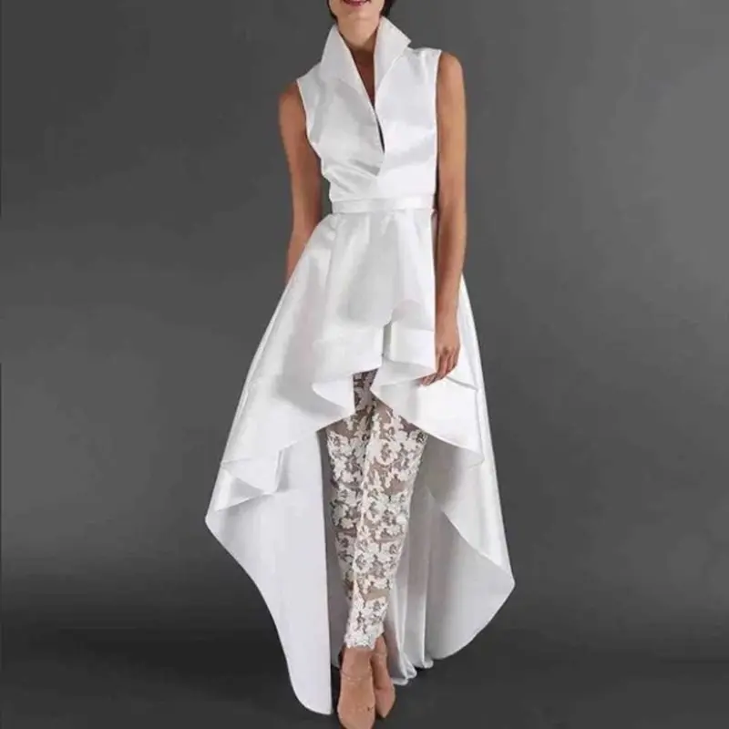 Summer Sexy Club Office Ladies Casual Plus Size Blouse Women White Slim Plain Asymmetric African Female Fashion Top Long Shirts |