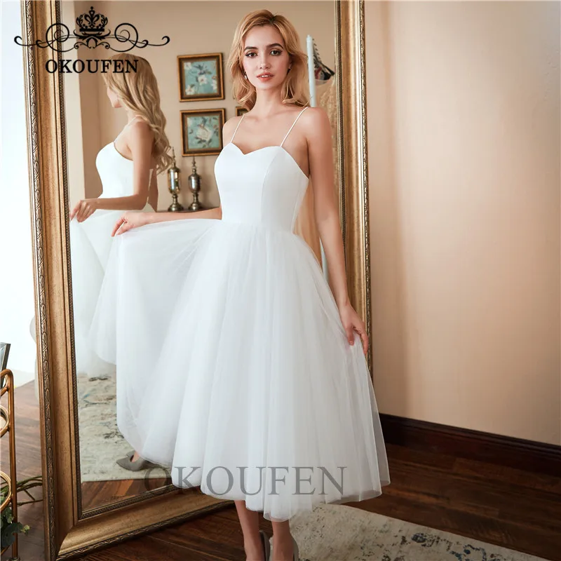 Богемное пляжное Короткое свадебное платье для женщин 2019 Vestido De Noiva на тонких