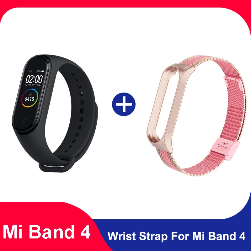 Розовый Xiaomi mi Band 4 mi band 4 Bluetooth 5,0 Браслет фитнес-браслет AMOLED цветной сенсорный экран Музыка AI пульс - Цвет: Розовый