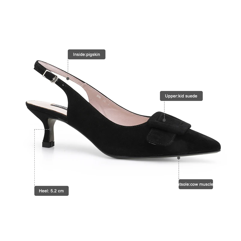 ISNOM/летние женские замшевые сандалии на тонком высоком каблуке с острым носком и