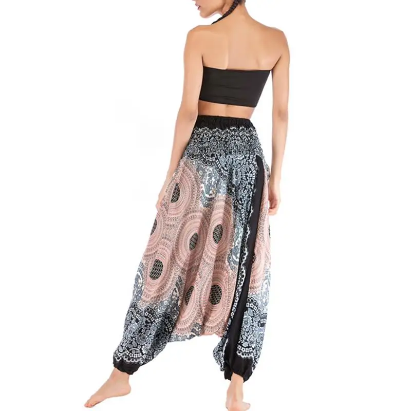 Летние Осенние брюки для женщин, широкие брюки, Boho Aladdin, шаровары, pantalones mujer, свободные богемные штаны с высокой талией