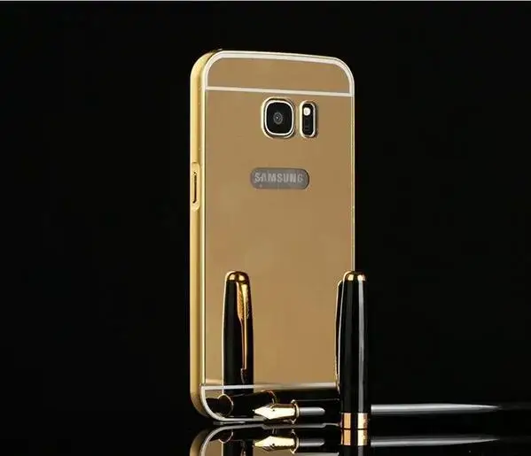 Для Samsung Galaxy S4 S6 S7 S8 S9 Plus A50 чехол Алюминиевый металлический каркас зеркальный