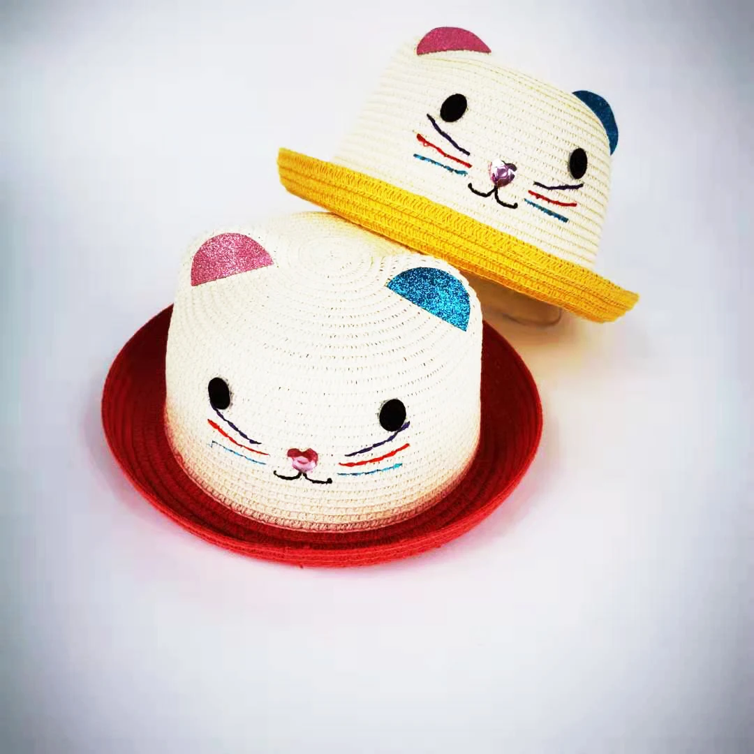 Соломенная шляпа с бантом для девочек пляжа лето детские шляпы от солнца |