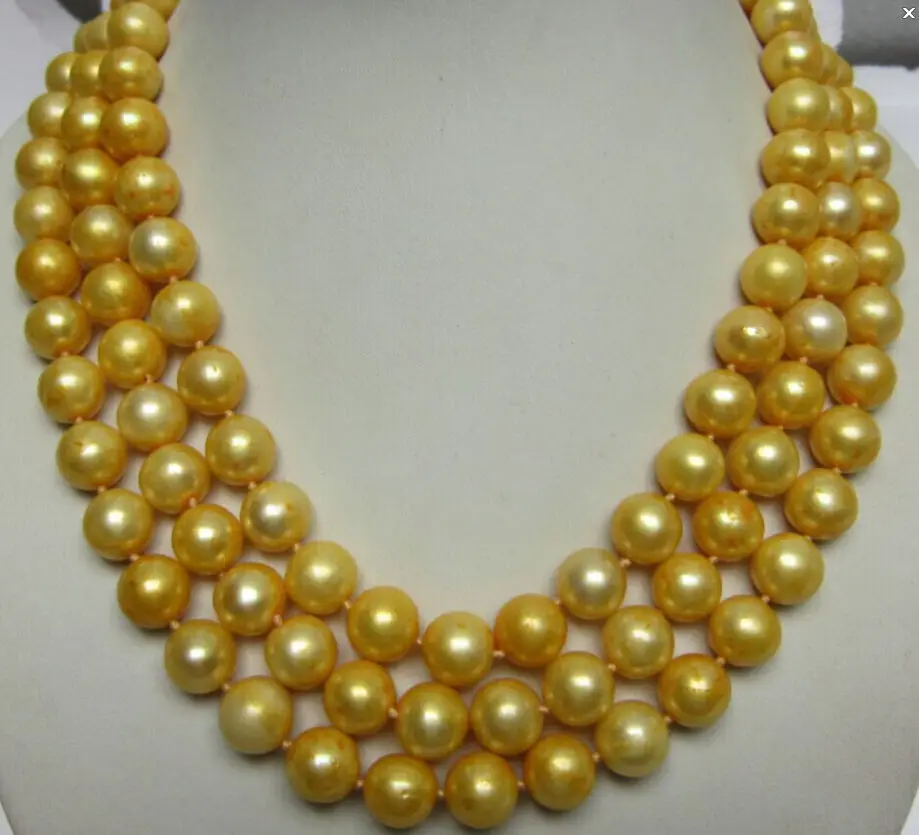

Beautiful Fashion 9-10 mm Natural Gold Freshwater pearl necklace 54"