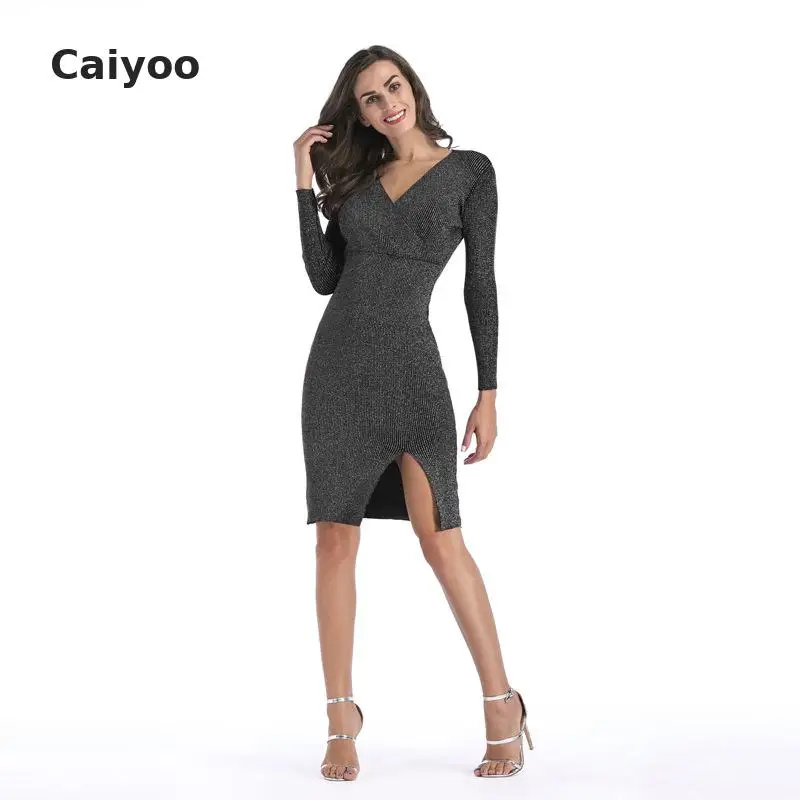 Poncho Direct Selling V-neck Jumper 2018 Autumn Winter New Style V Sleeved Pencil Skirt Knitted Sweater Dress Malha Feminina | Женская