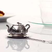 creative food grade 304 stainless steel tea infuser portable teapot style tea filter heat resistant tea strainer filter tea tool