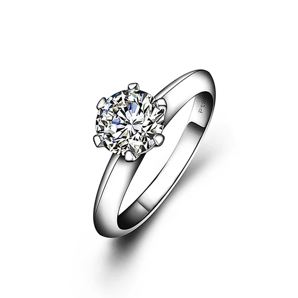 Классическое кольцо из белого золота 18 карат с муассанитами женское обручальное