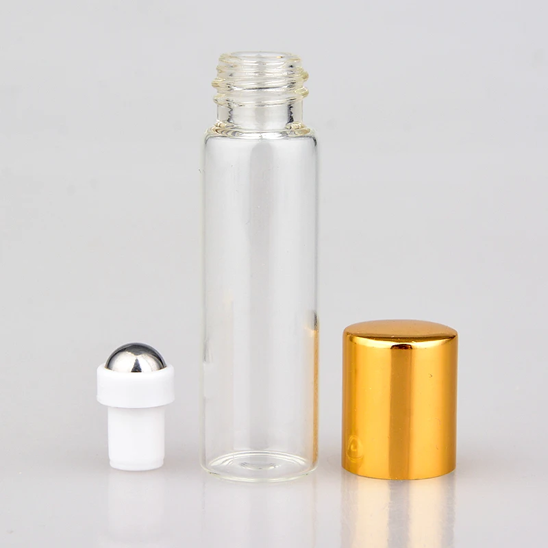 10 шт. 5 мл стеклянная многоразовая бутылка для духов со стальным рулоном и пустым