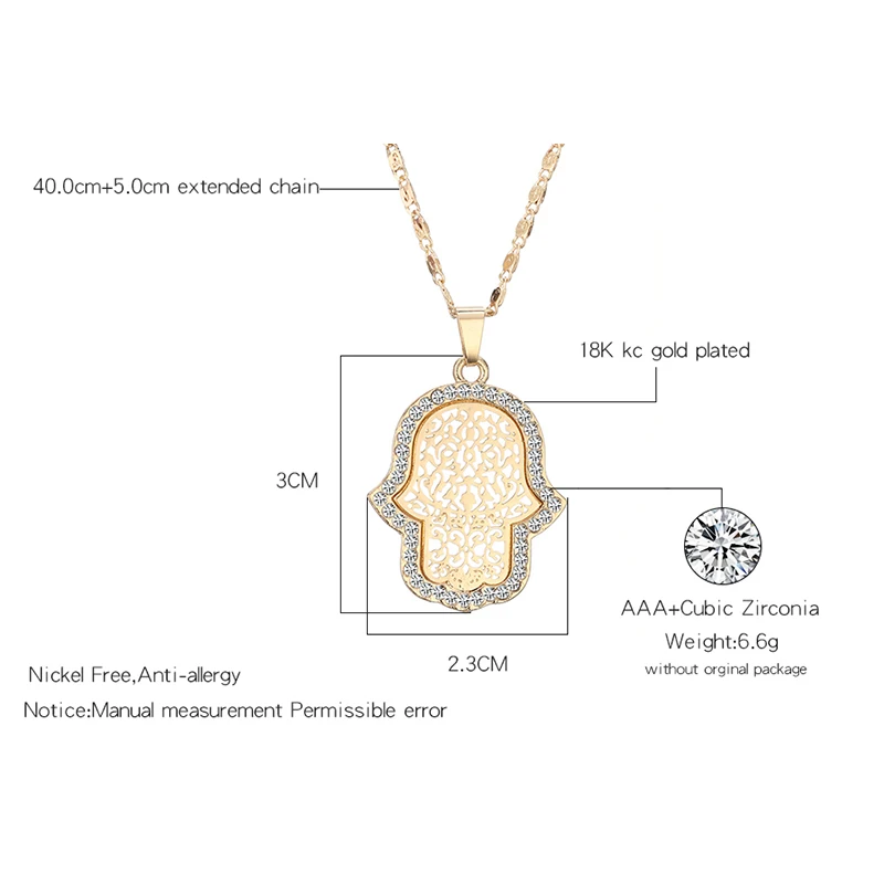Женский комплект из колье и серёг с кристаллами|link chain|hamsa pendantpendant necklace |