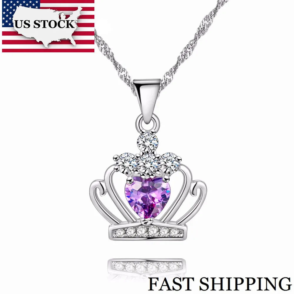 Женское ожерелье с подвеской в виде короны винтажное серебряное кулоном