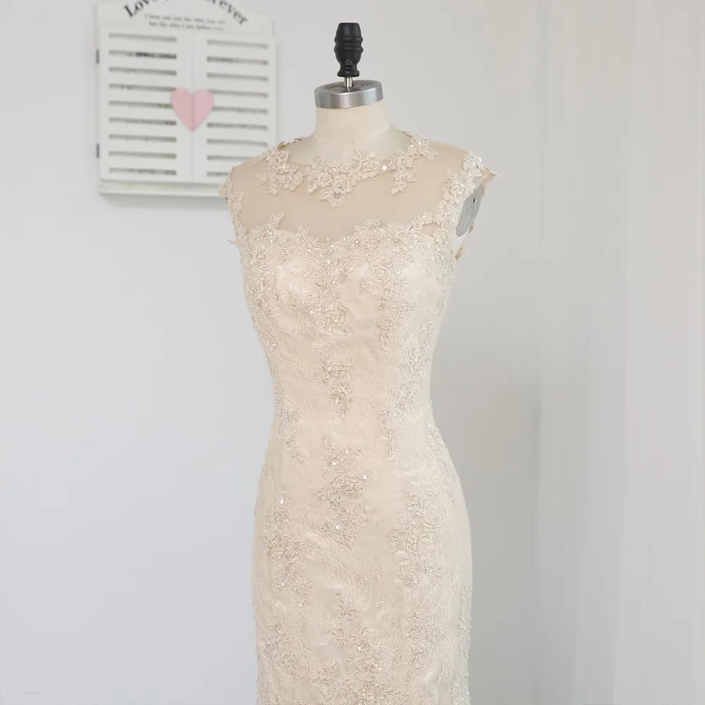 Платье для матери невесты кружевное платье цвета шампанского длиной до колена с